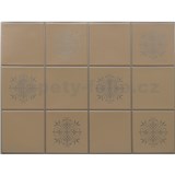 Obkladové panely 3D PVC rozměr 440 x 580 mm obklad malý hnědý se stříbrným dekorem