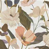 Vliesové tapety na zeď Secret Garden stylizované květy na bílém podkladu