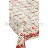 Ubrusy návin 20 m x 140 cm růžičky s dekorem na béžovém podkladu