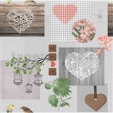 Ubrus metráž patchwork srdíčka Vintage - POSLEDNÍ METRY