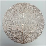 Vinylové dekorativní prostírání na stůl Metalic větvičky růžovo-zlaté 38 cm
