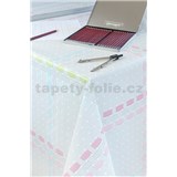 Ubrus metráž proplétaný vzor šedo růžový - POSLEDNÍ METRY