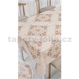 Ubrusy návin 20 m x 140 cm květinový vzor na béžovém podkladu