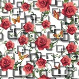 Ubrus metráž růže s motýly