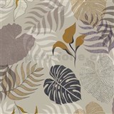 Ubrusy návin 20 m x 140 cm tropické listy na hnědém podkladu