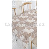 Ubrus metráž béžovo-hnědý s ornamenty