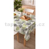 Ubrus metráž palmové listy zeleno-černé