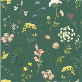 Vliesové tapety na zeď luční květiny na zeleném podkladu