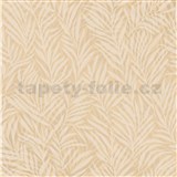 Vliesové tapety na zeď kapradí šedé na žlutém podkladu