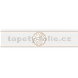 Luxusní vliesové bordury na zeď Versace III hlava medúzy zlato-bílá s řeckým klíčem